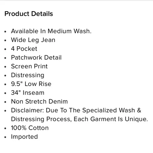 Von Dutch Patchwork Wide Leg Jeans NWOT Y2K Distressed Light Wash Size 7