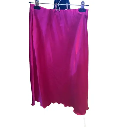 Tash + Sophie Pink Satin Midi Skirt | Size S