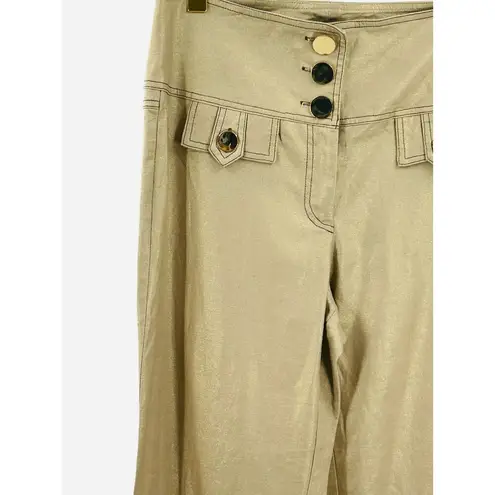 Cache  GOLD LINEN BLEND WOMEN'S VINTAGE WIDE LEG PANTS SIZE 12 33 INCH INSEAM