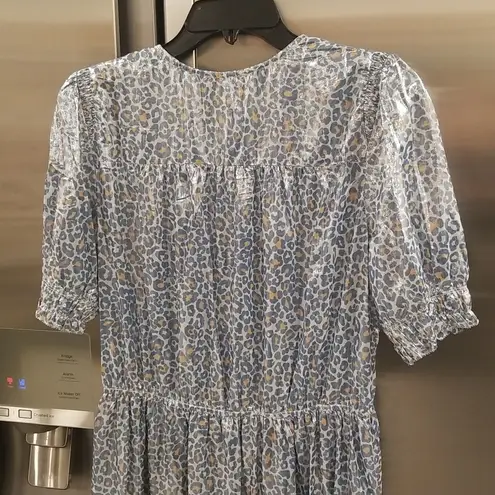 Current Air ππ Metallic Shine Midi Dress Shiny Blue Leopard Print Medium M NWT