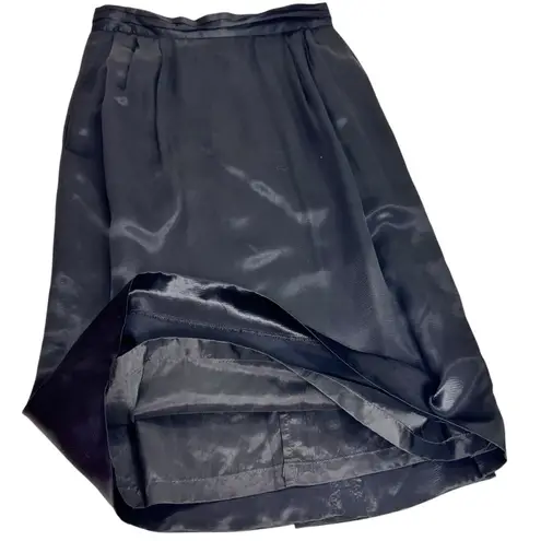 Vintage Halston Black Satin Pencil Skirt Size 8