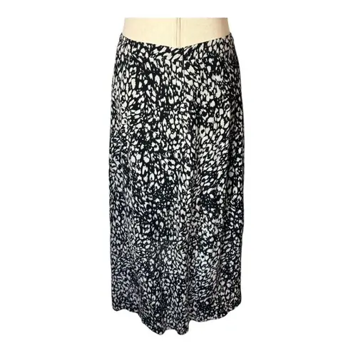 The Kooples Skirt Women Medium Black White Animal Flowing Long Asymmetric Midi