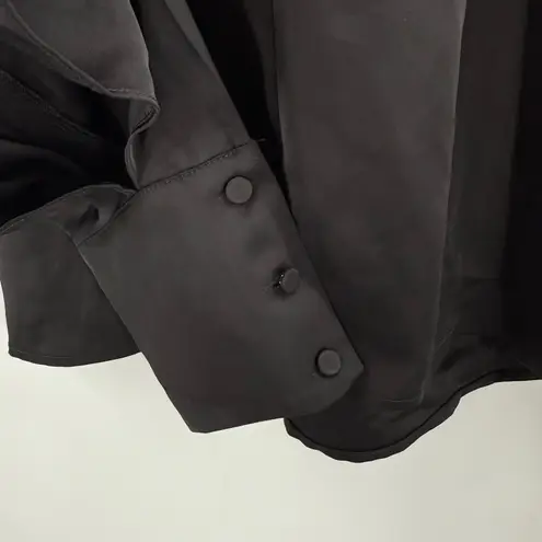 Eloquii Blouse Size 22 NWT Satin Drape Neck Black Plus Curvy Cocktail Office Top