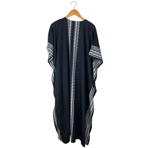 NWT Gypsie Blu Kaftan House Dress Beach MuMu OS Fits Most Black White Aztec Long