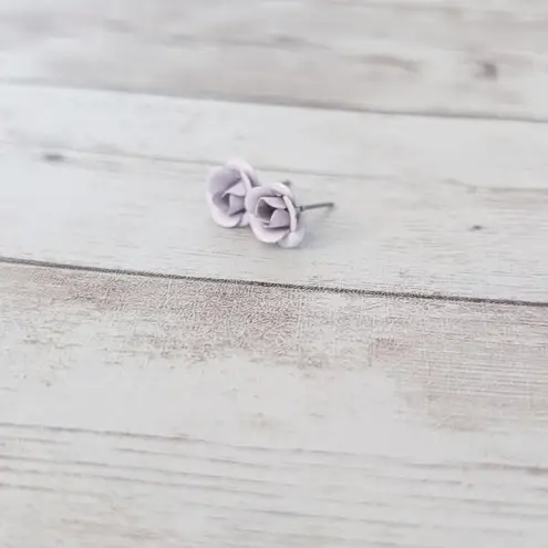 Vintage Stud Earrings Light Lilac Small Rose Purple
