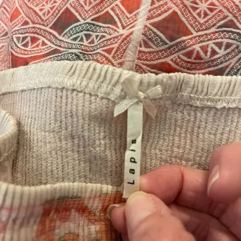 Lapis strapless dress swimsuit cover up in summery orange & cream. One size. Size M