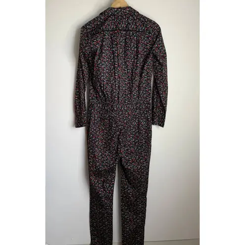 Ba&sh Seb Ditsy Floral Jumpsuit Black Noir Longsleeve Womens XS