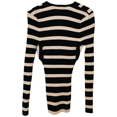 INC International Concepts Black & Gold Striped Figure Flattering Sweater