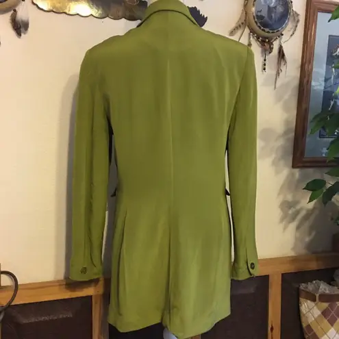 Larry Levine Vintage moss green silk long jacket