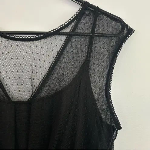 Maggy London NWT Black Mesh Illusion Sleeveless Dress Size 14