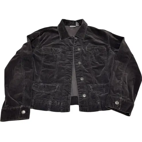 Chico's Dark Brown Corduroy Cotton Blend Casual Jacket Sz 2 Large 12