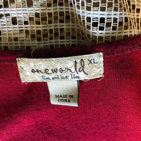 One World XL Red black Asymmetrical 3/4 Sleeve Dress shark bite