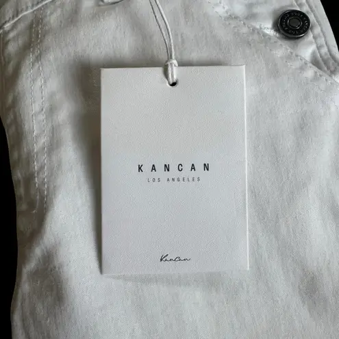 KanCan White Women's Denim Overall Shorts with No Back and Adjustable Straps Size undefined