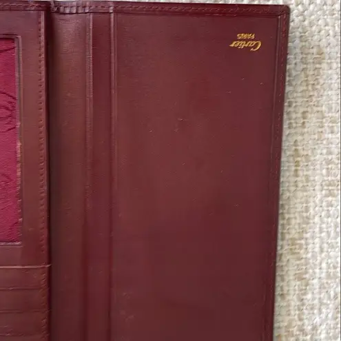 Cartier Bordeaux Burgundy Leather Wallet with 24K Gold Details