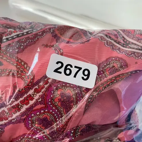 J.Crew  Woman's Sz 4 Pink Paisley Printed Ruffle‎ Front Silk Blouse Top