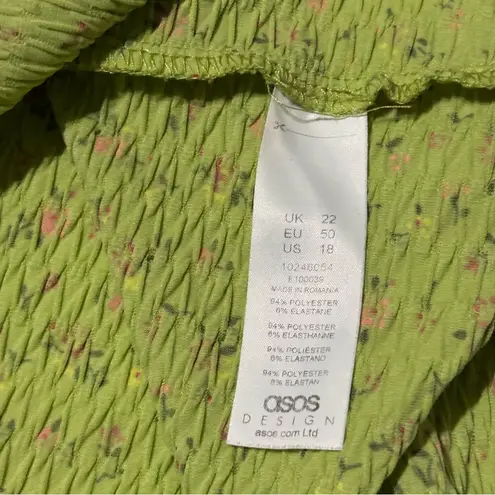 ASOS DESIGN Curve Women’s mini green ditsy floral faux wrap dress fairy size 18