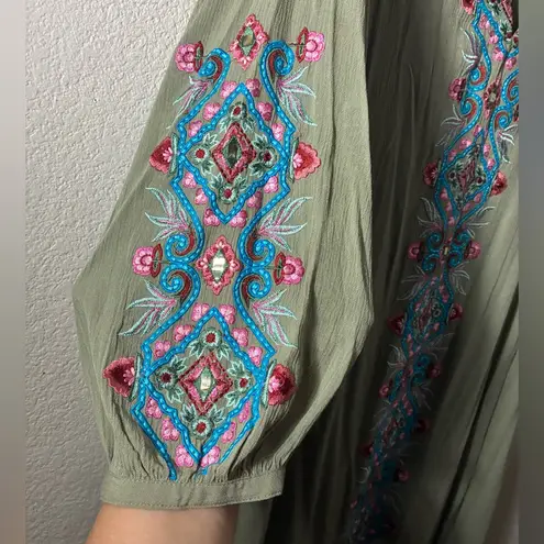 Soft Surroundings Sicily Gauze Olive Boho
Maxi Dress XL