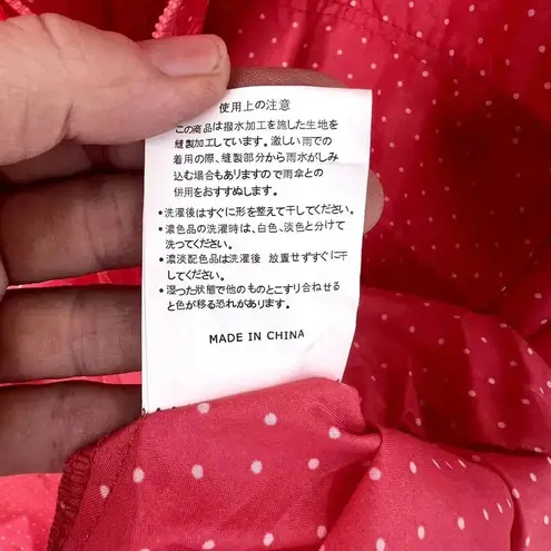 Oversized Long Rain Poncho Full Zip Polka Dot One Size Pink Size undefined