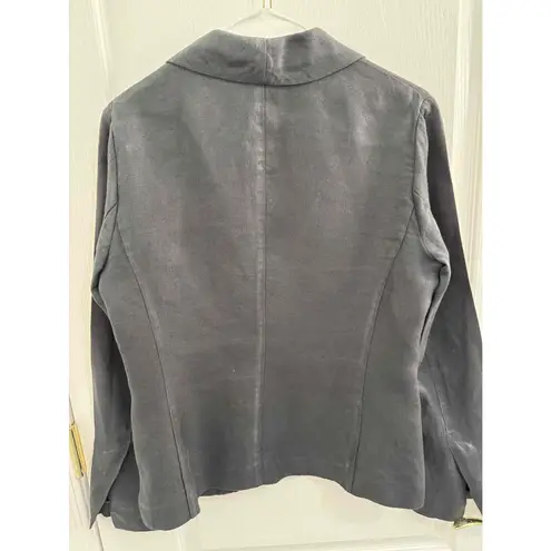 None Black Single Button Shawl Lapel Blazer With Patch Pockets Medium