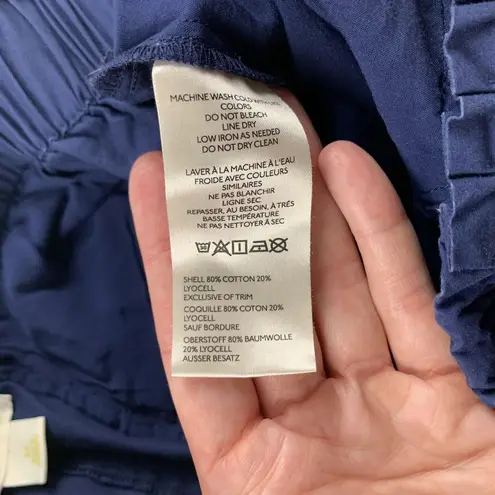 Maeve PETITE Navy Blue Poplin High Rise Wide Leg Cropped Pant SP