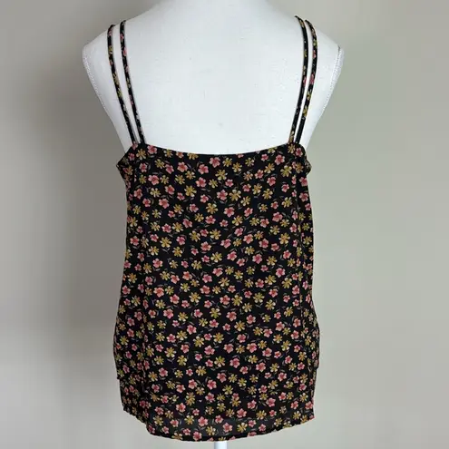 Pleione Anthropologie Double Layer Chiffon Floral Blouse Black Size Small