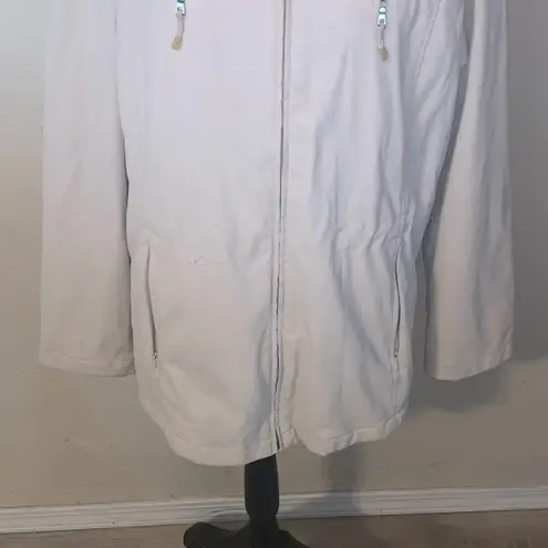 Weatherproof cream Zip-Up Jacket Rainproof Fleece Lined Satin Hooded