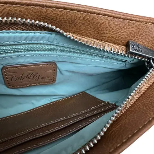 CATCHFLY STUDIO Aunthentic Leather Bohemian Western Convertible Clutch Purse Bag Brown