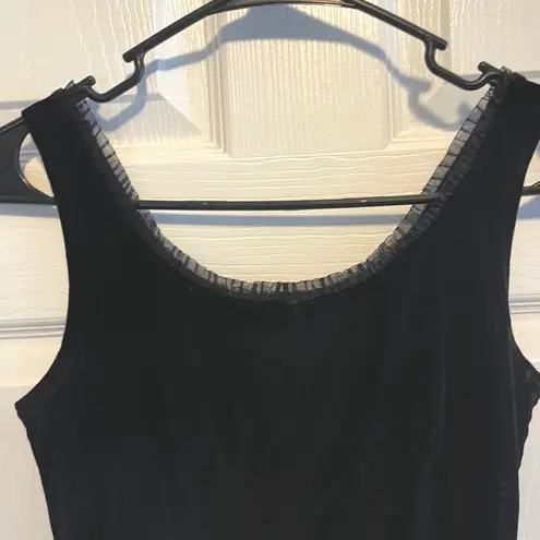 Black Velvet Tank Ruffle Trim Gothic XS Vamp Party