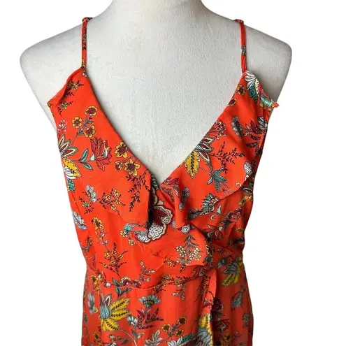 Molly Bracken Floral Ruffle Cutout Maxi Dress L | Coastal Beach Resort Vacation