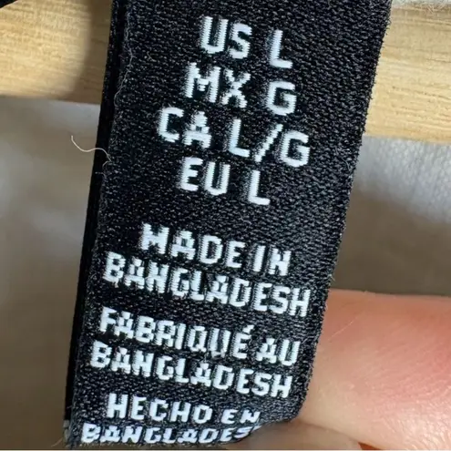 Ellen Tracy Women's L Linen Gold Foil Short Sleeve Blouse Casual Top