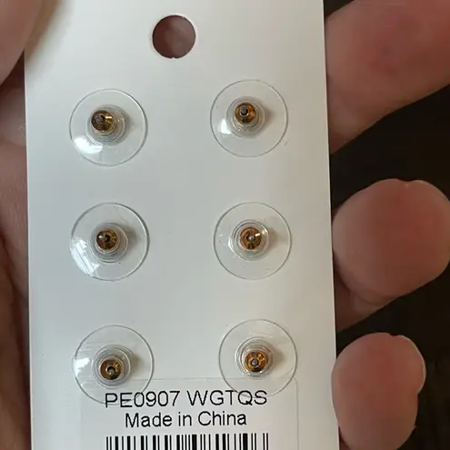 Boutique Gold Tone Turquoise and Crystal Starfish Stud Earring Trio Set