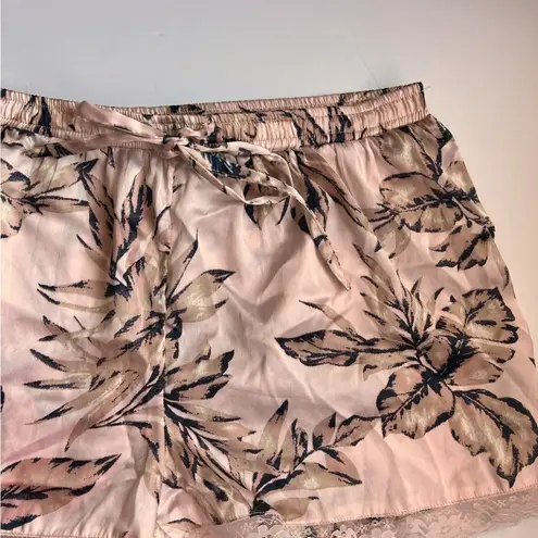 House of Harlow 1960 • Pink Tropical Floral Satin Pajama Shorts Size M