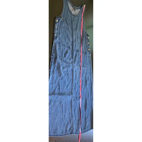 AKS Amy K. Su for Nordstrom Denim Jean Dress Sleeveless Maxi Pockets Medium Blue