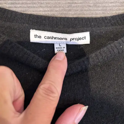 The CASHMERE PROJECT Women's Knit Sweater Pullover Black Gray Size L Boxy Casual Size L