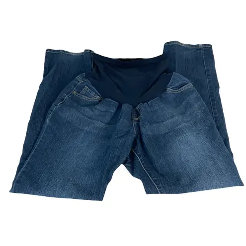 Indigo Blue Straight Leg Paneled Maternity Jeans, Blue, Large