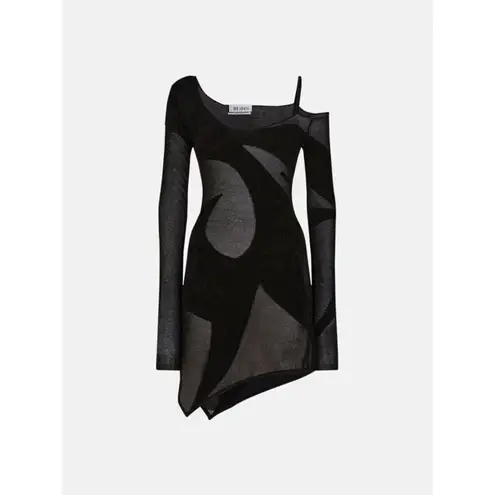 THE ATTICO Long Sleeve Mini Dress in Black 42 New Womens Knit Sheer sweater Size undefined