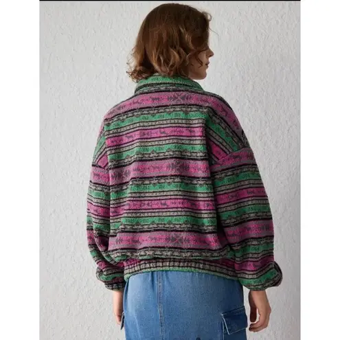 Cider Fleece Stand Collar Aztec Print Jacket SZ S NWT