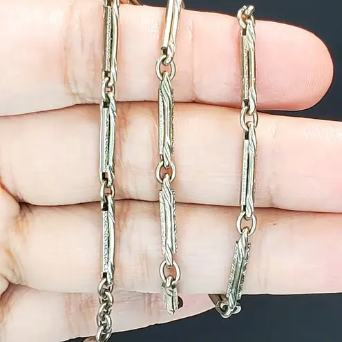 Victorian Simmons Gold Filled Watch Chain Choker Necklace 14.5" Art Deco Signed Silver
