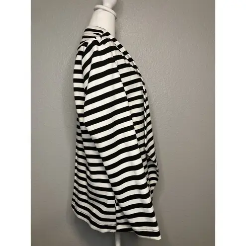 Serra Women’s Blazer L Black White Striped Open Front Pockets NWT New Lagenlook