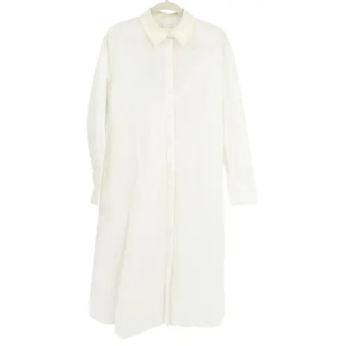 COS NWT Womens White Cotton Oversized Long Sleeve Button Up Shirt Dress Size 6