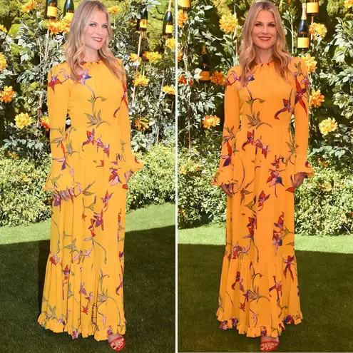 La DoubleJ Summer Visconti Silk Maxi Dress Yellow Floral Print Size XS NWOT