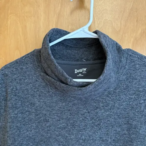 Duluth Trading Sweater Womens XXL Dark Gray Frost Lake Tunic Fleece Pullover