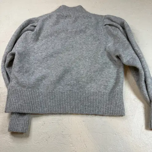 Pringle of Scotland x H&M Gray Lion Crest Mock Neck Puff Sleeve Sweater XL