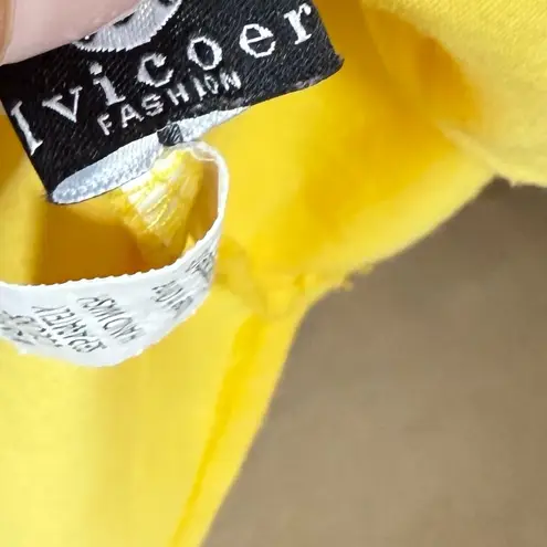 Flowy Yellow Boho Blouse Feminine Cottagecore Puff Sleeve Stretchy Large Top