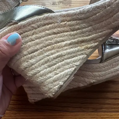 Michael Kors Espadrille Wedges – Embellished Ankle Strap Sandals Size 7.5 Gold