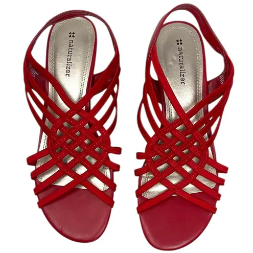 Naturalizer Red Strappy Slingback Wedge Sandals Women’s Size 8M