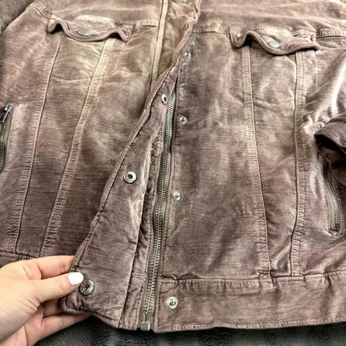 Free People  Womens Jacket Size M/L Trucker Velour Heavy Unique Boho Retro Lined