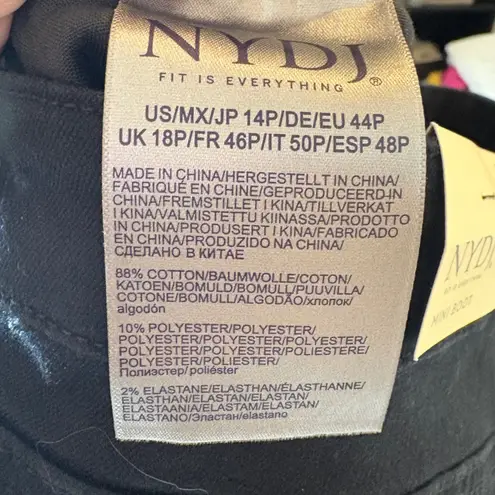 NYDJ NWT Billie Mini Boot Jeans High Rise Black Size 14P