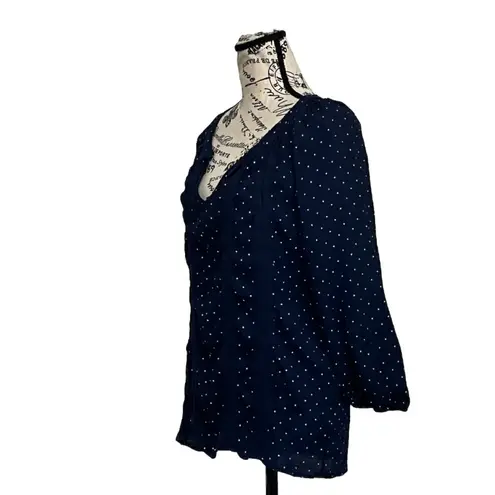 Emily Daniel’s Womens Blue Polka Dot Tunic Blouse Retro Rockabilly Pinup L Size L