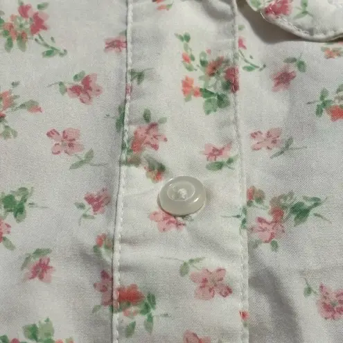 basic editions COPY - Vintage Button Up Blouse White Pink Roses Size Large